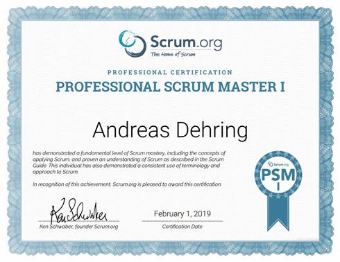 Professional Scrum Master I Certificate Image